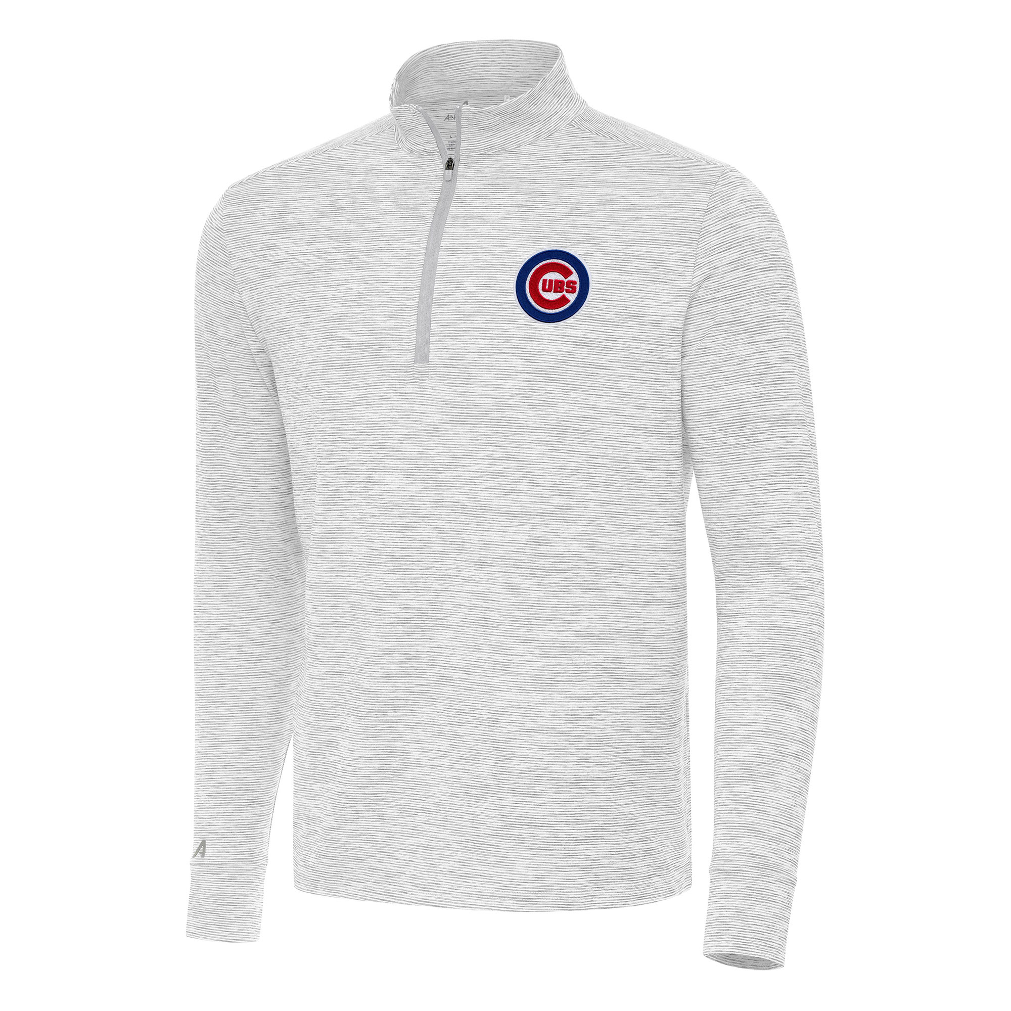 Men’s Antigua Gray/White Chicago Cubs Cause Quarter-Zip Top