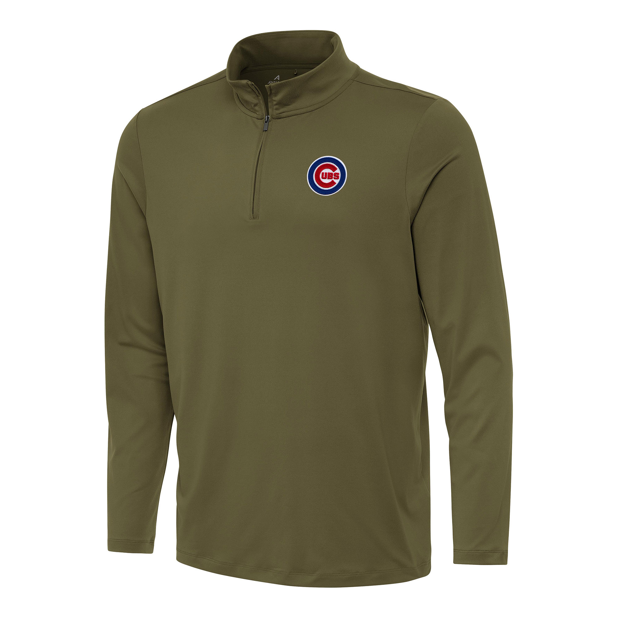 Men’s Antigua Olive Chicago Cubs Reprocess Quarter-Zip Top