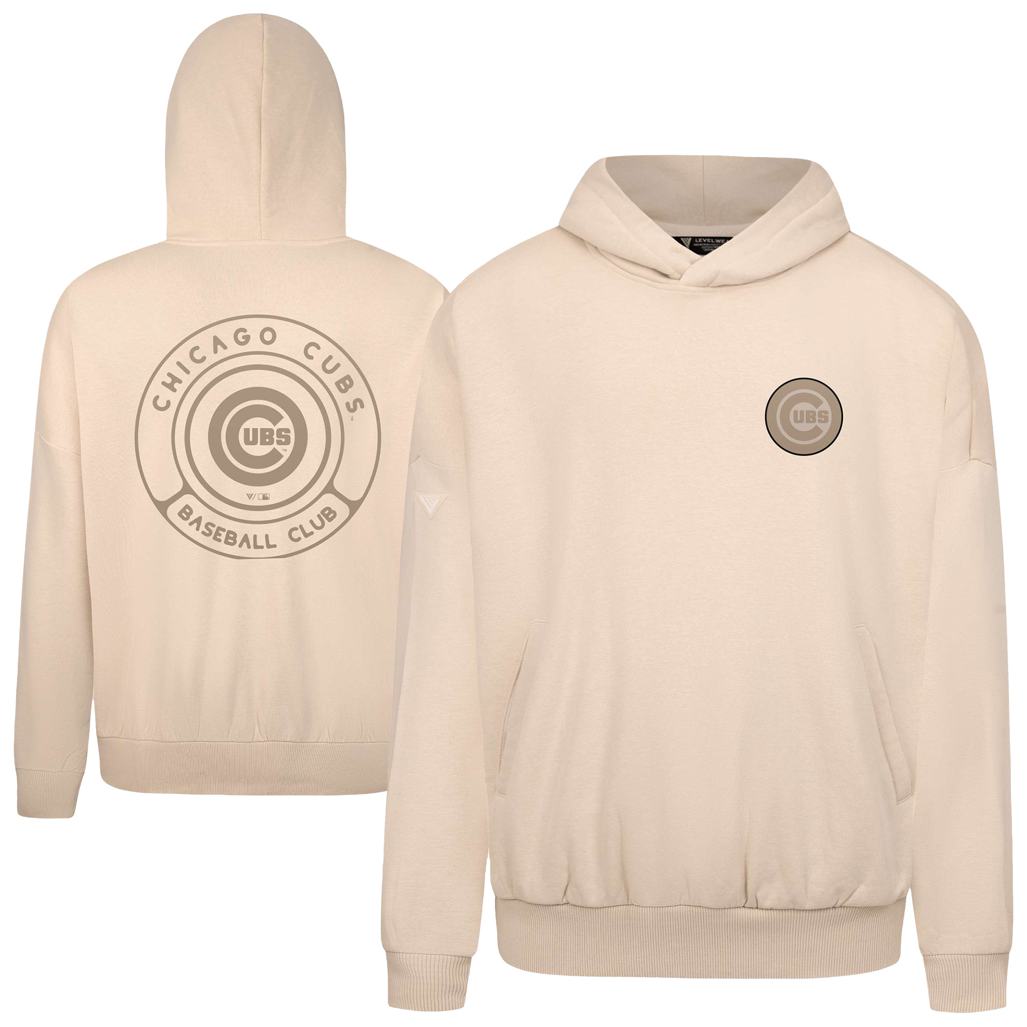 Men’s Levelwear Khaki Chicago Cubs Contact Oversized Pullover Hoodie
