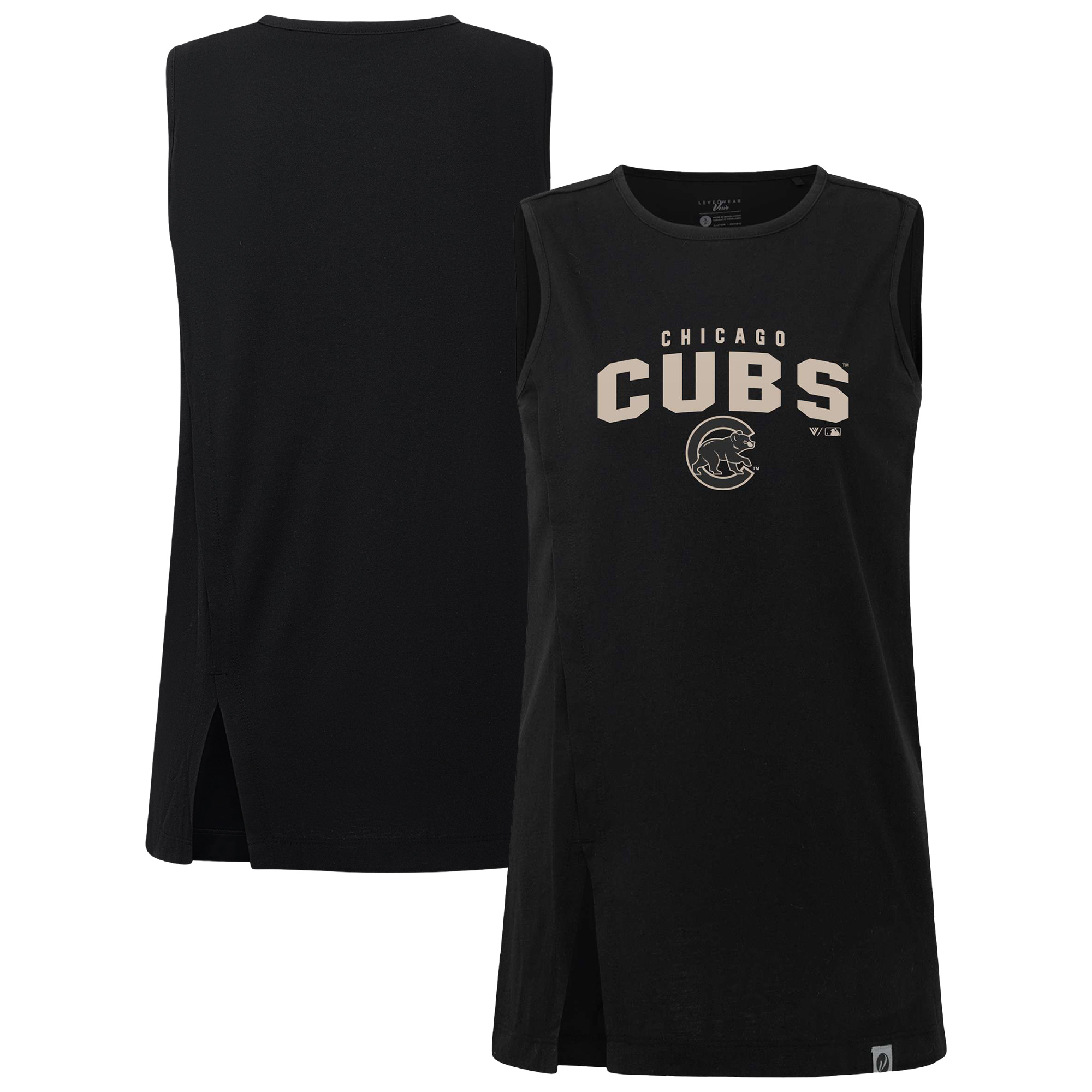 Women’s Levelwear Black Chicago Cubs Influx Team Arch Tank Top