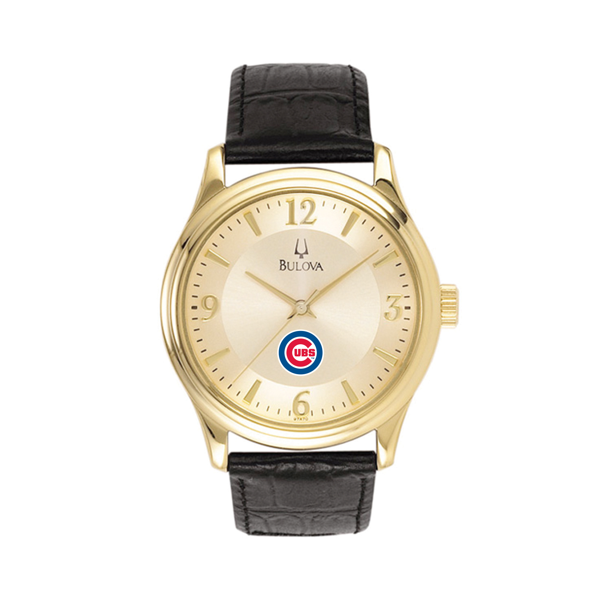 Men’s Bulova Gold Chicago Cubs Leather Strap Watch