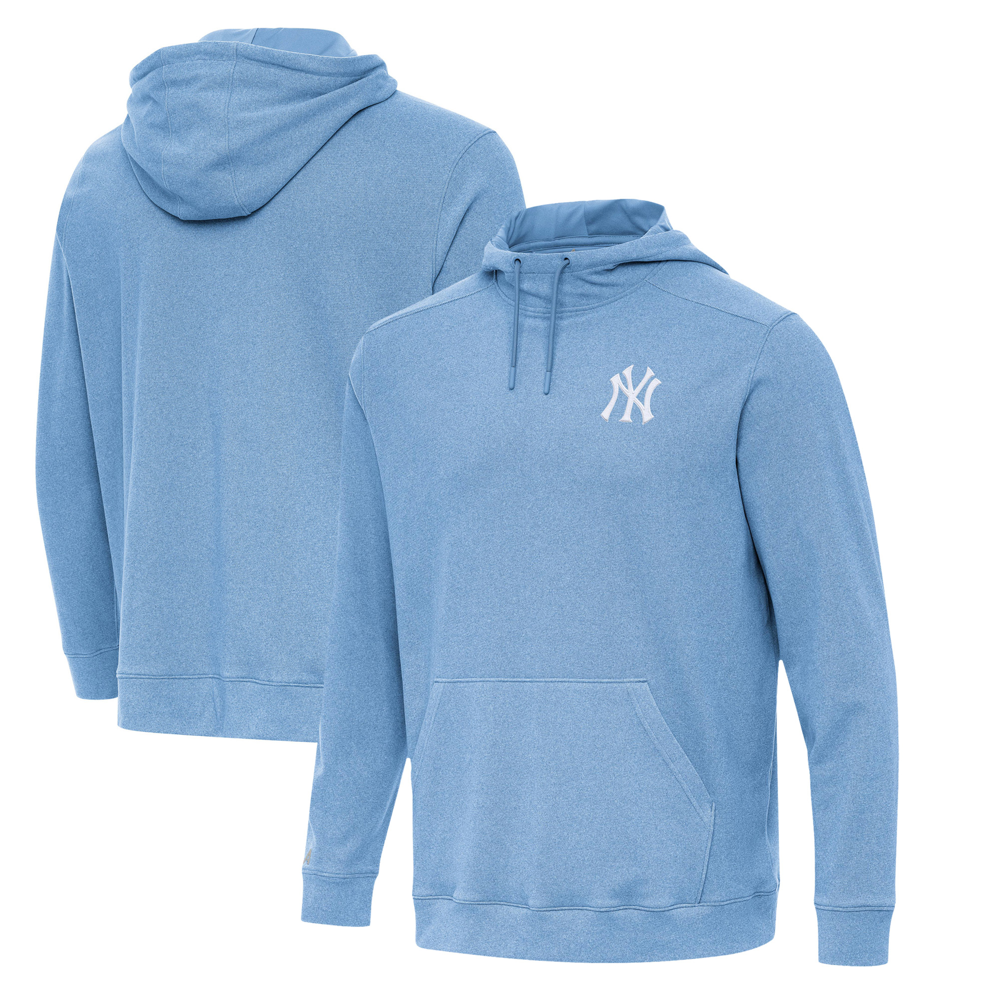 Men’s Antigua Heather Powder Blue New York Yankees Cloud Pullover Hoodie