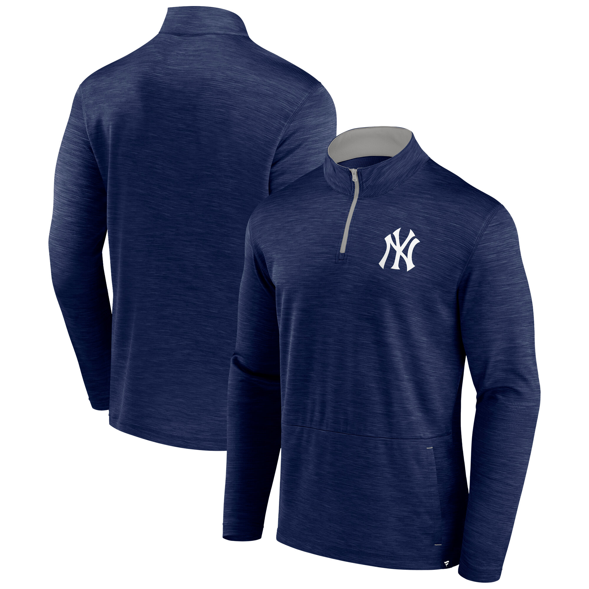 Men’s Fanatics Heather Navy New York Yankees Fundamentals Quarter-Zip Pullover