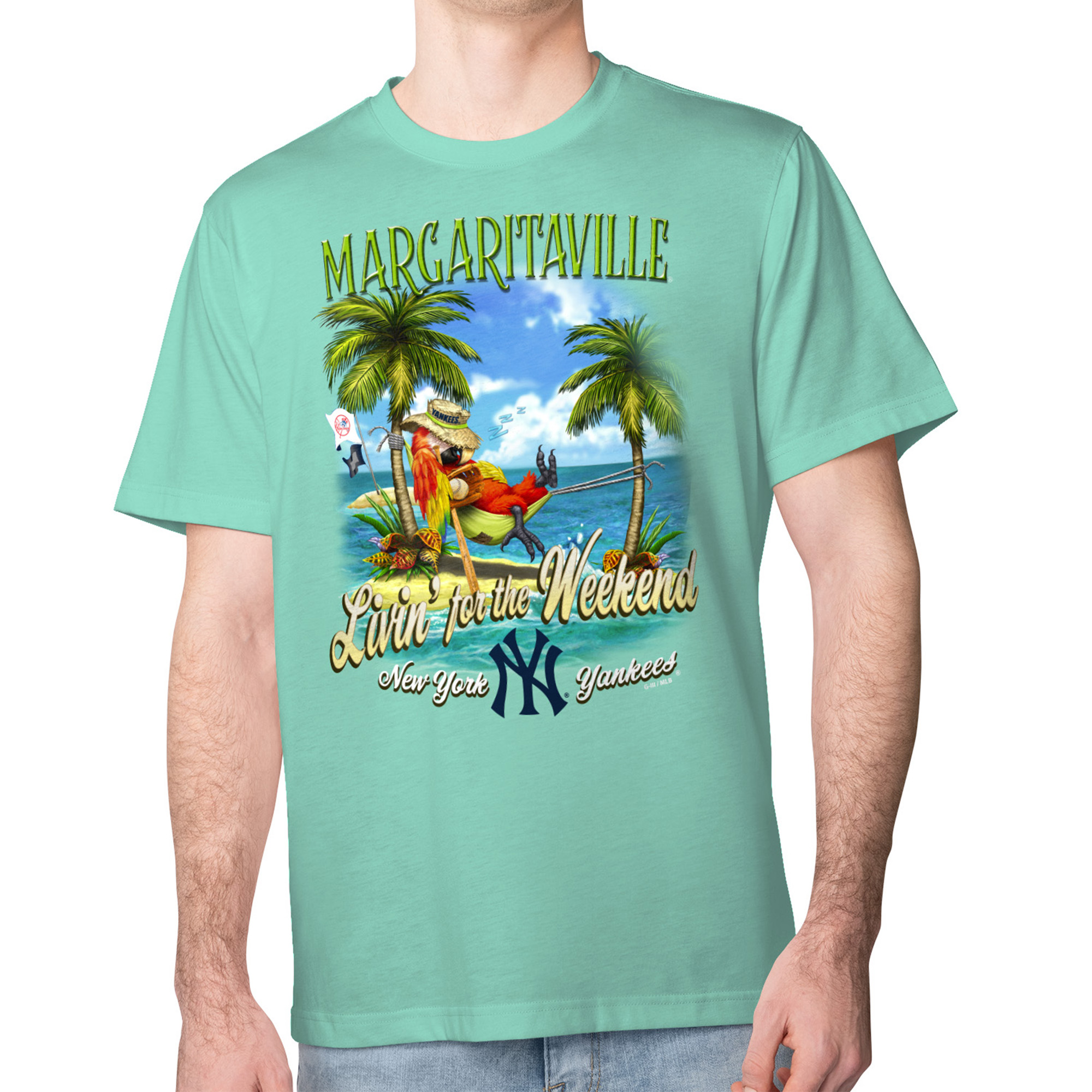 Men’s Margaritaville Mint New York Yankees Livin’ for the Weekend T-Shirt