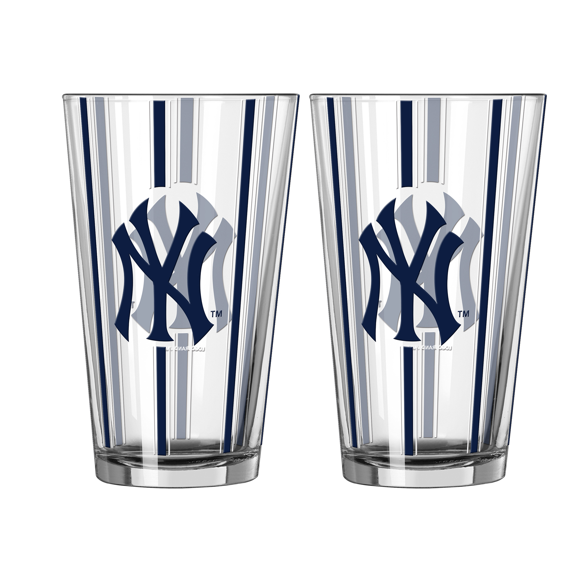Logo Brands New York Yankees Two-Piece 16oz. Striped Pint Glass Set