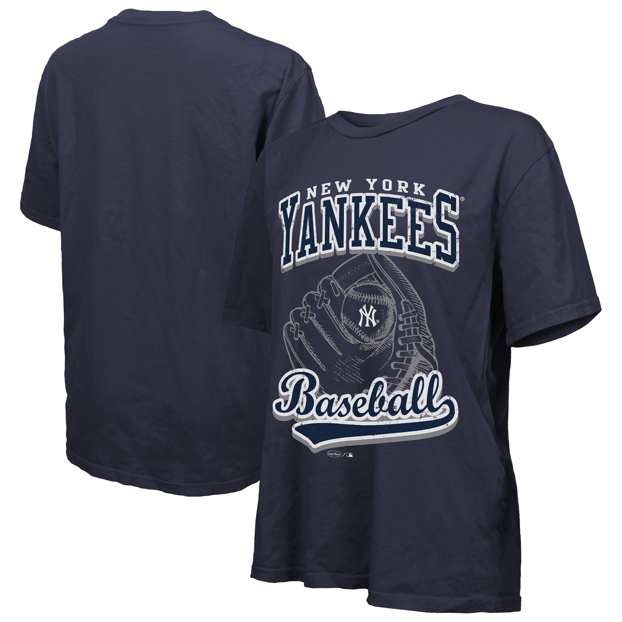 Women’s Majestic Threads Navy New York Yankees Oversized First Base T-Shirt