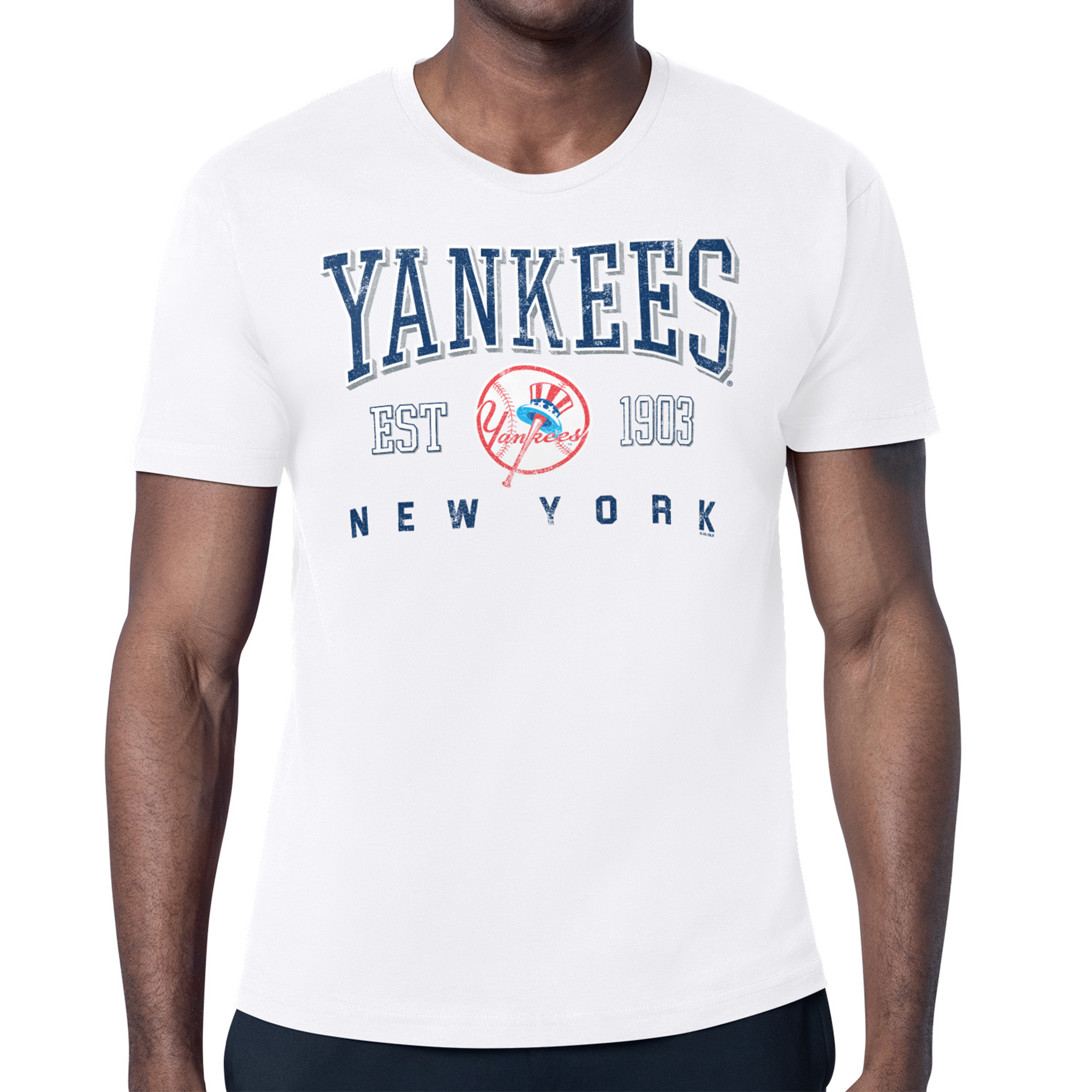 Men’s Starter White New York Yankees Distressed Logo T-Shirt