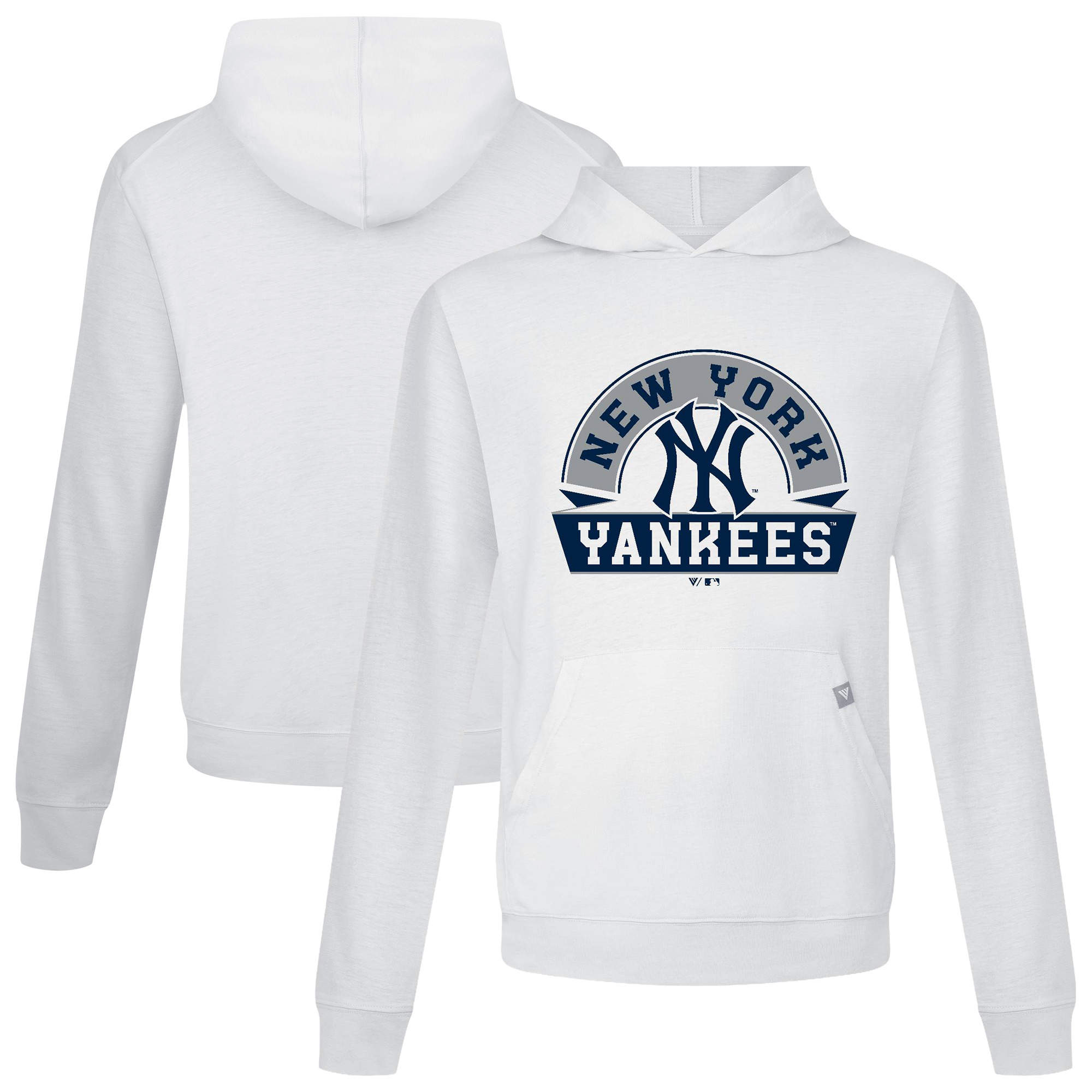 Men’s Levelwear White New York Yankees Relay Banner Arch Pullover Hoodie