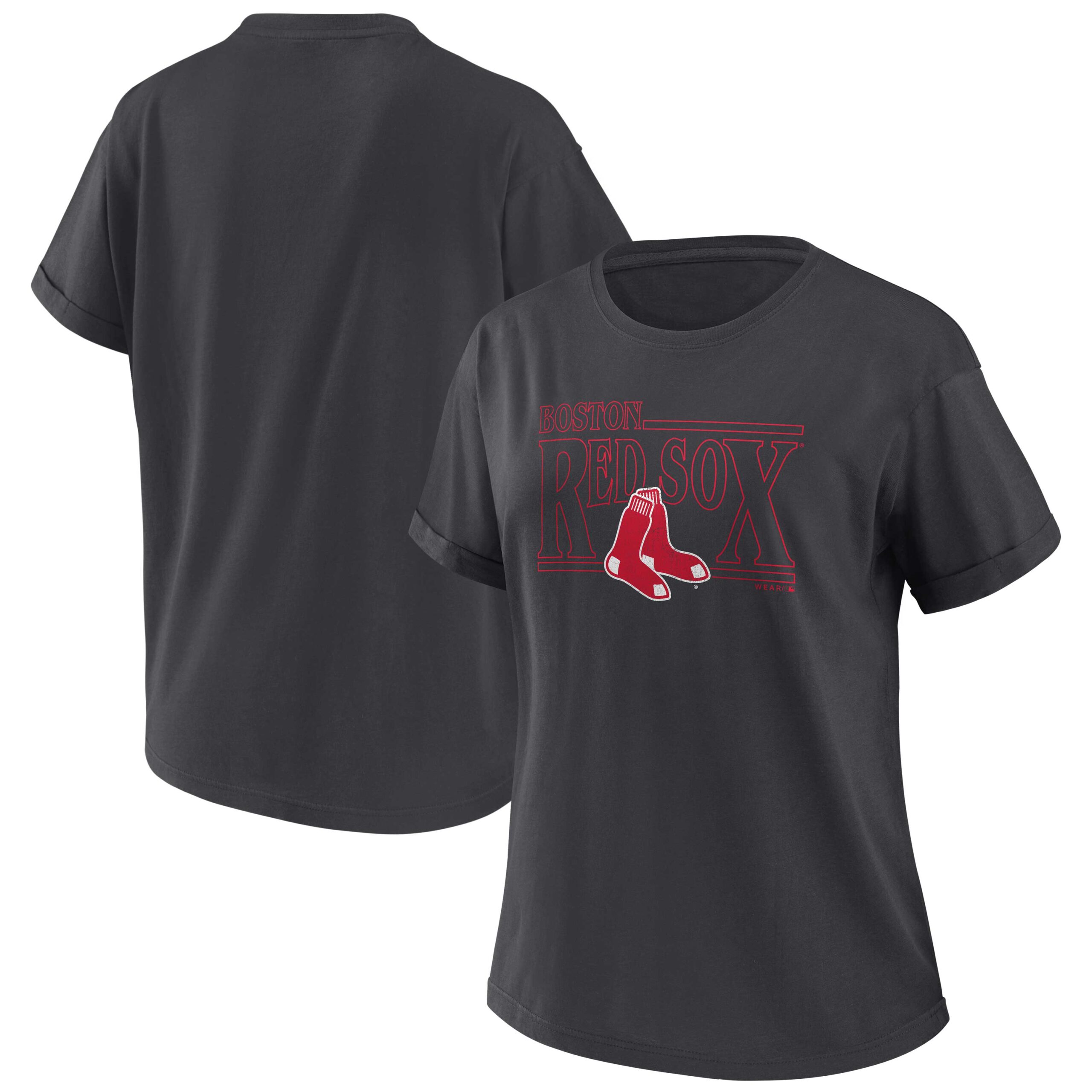 Women’s WEAR by Erin Andrews Charcoal Boston Red Sox Oversized Boyfriend T-Shirt