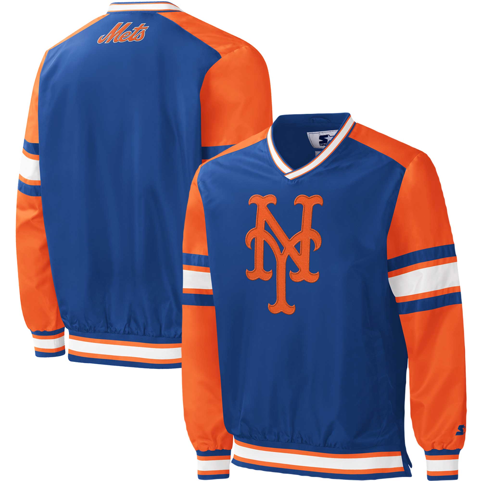Men’s Starter Royal New York Mets Yardline V-Neck Pullover Windbreaker