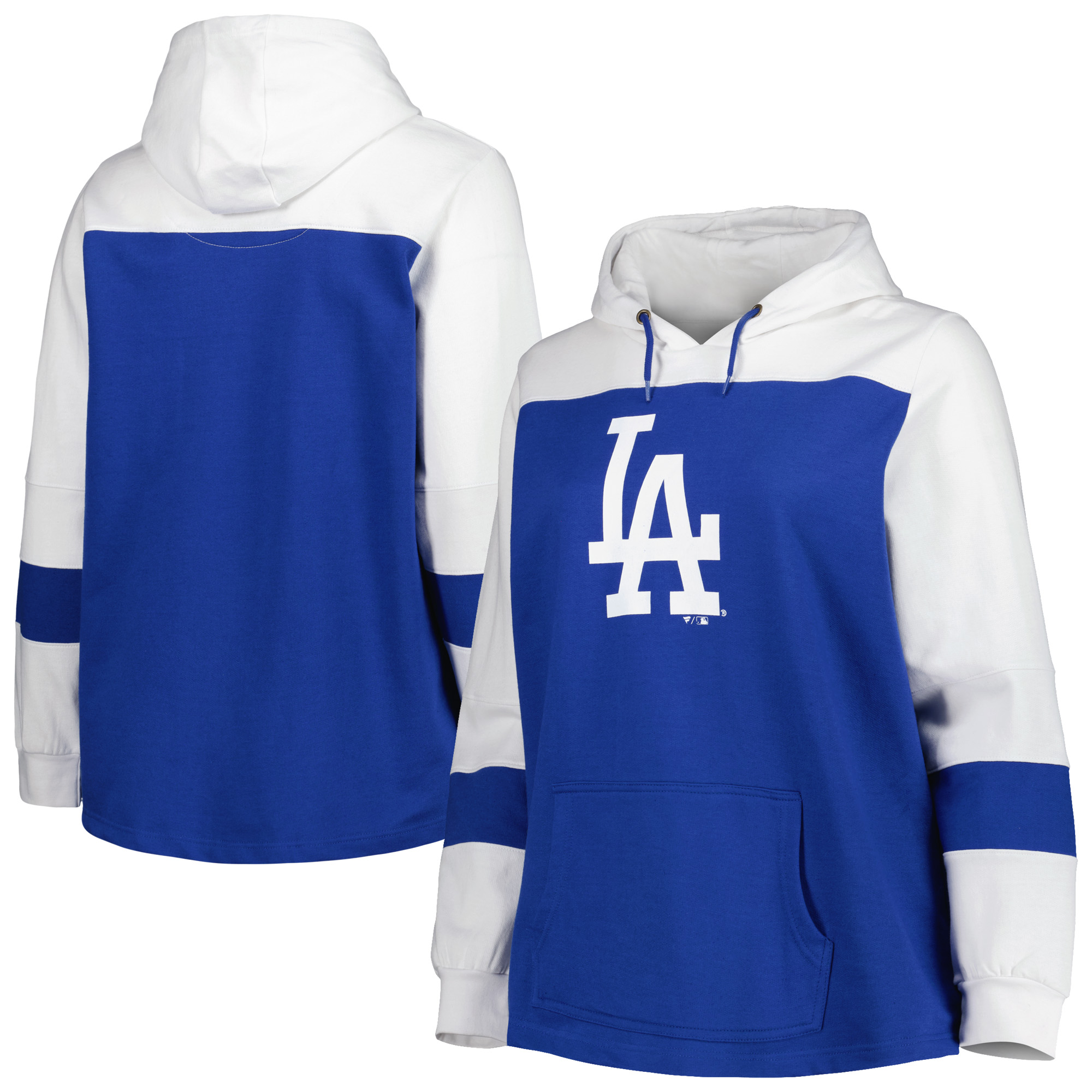 Women’s Royal Los Angeles Dodgers Plus Size Colorblock Pullover Hoodie