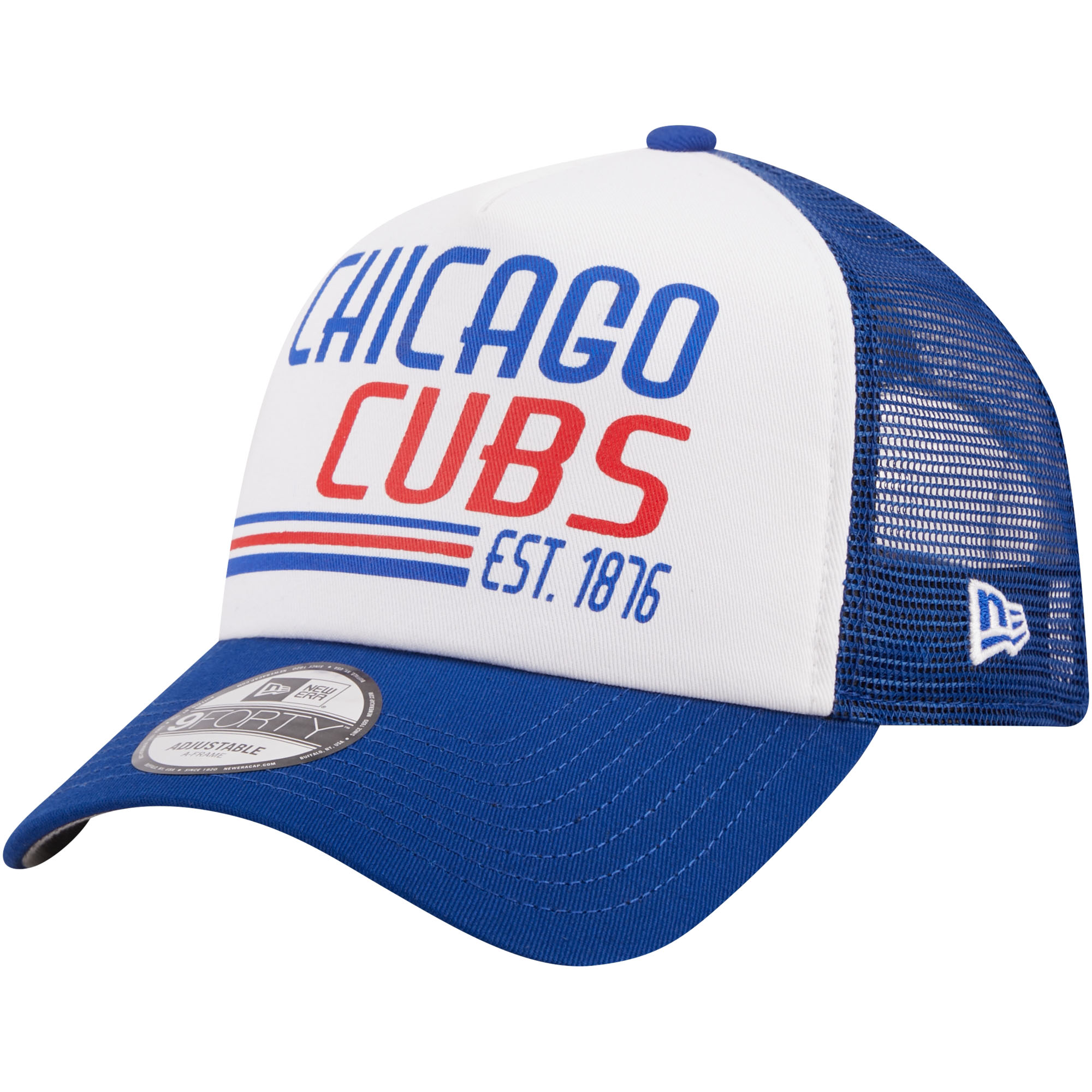 Men’s New Era Royal Chicago Cubs Stacked 9FORTY Trucker Adjustable Hat