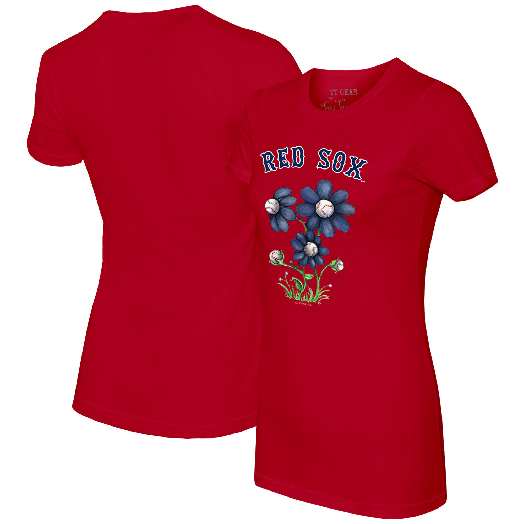 Women’s Tiny Turnip Red Boston Red Sox Blooming Baseballs T-Shirt