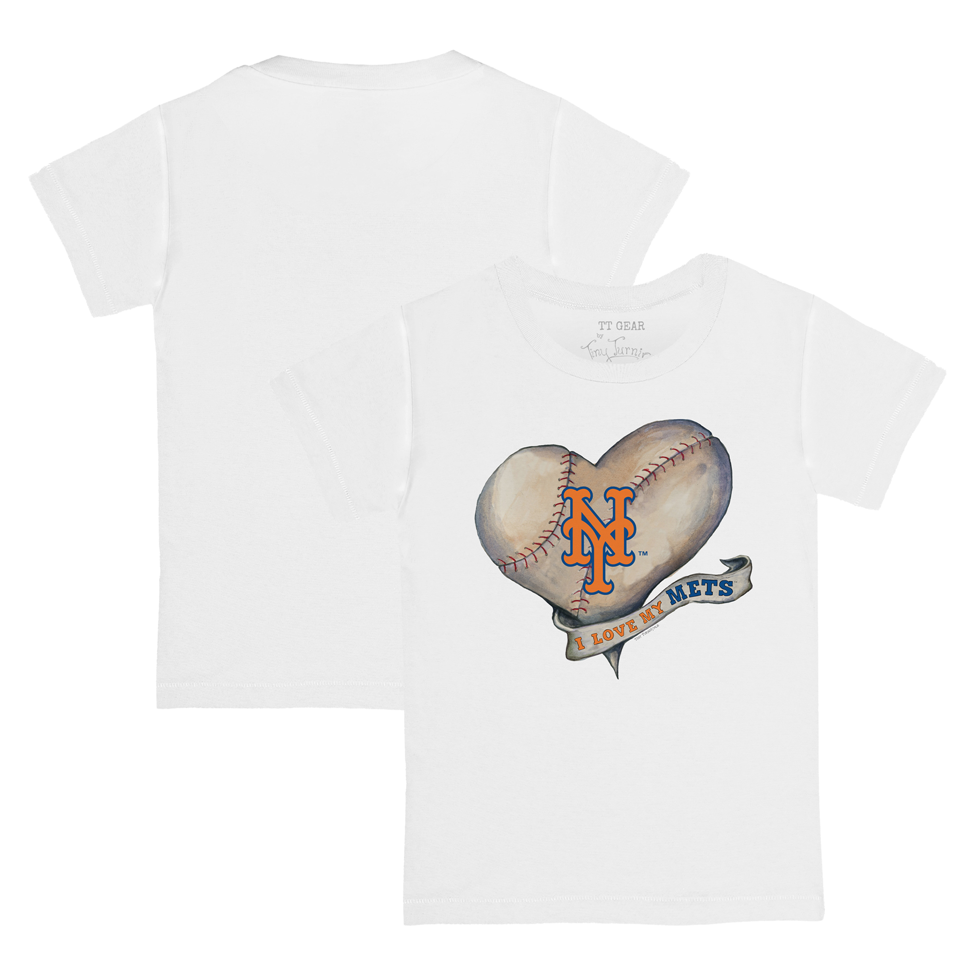 Infant Tiny Turnip White New York Mets Heart Banner T-Shirt
