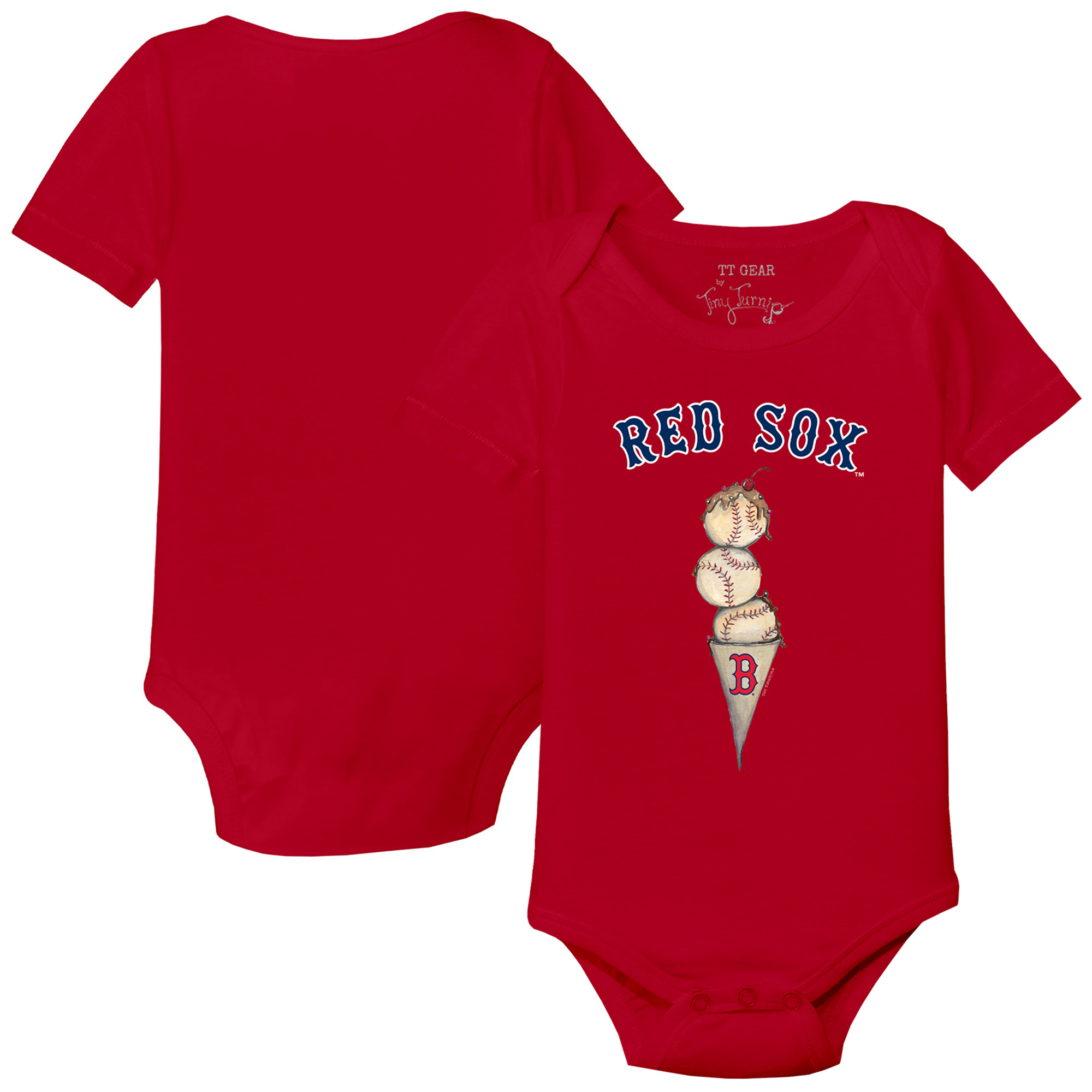 Infant Tiny Turnip Red Boston Red Sox Triple Scoop Bodysuit