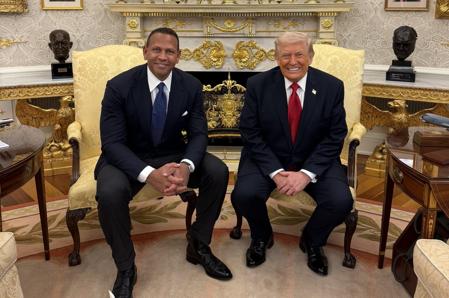 Yankees Legend Alex Rodriguez Appears With Trump at the White House