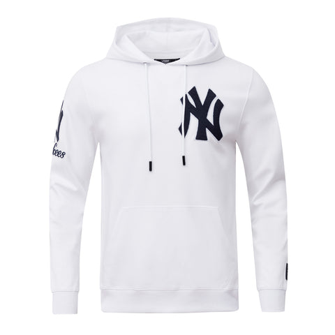 MLB NEW YORK YANKEES CLASSIC CHENILLE MEN'S PULLOVER HOODIE (WHITE)
