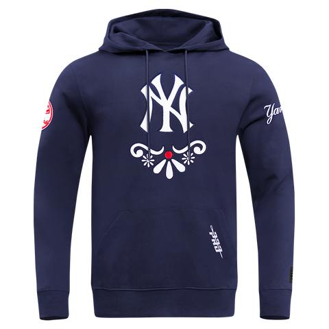 MLB NEW YORK YANKEES SUGAR SKULL MEN'S FLEECE PULLOVER HOODIE (MIDNIGHT NAVY)