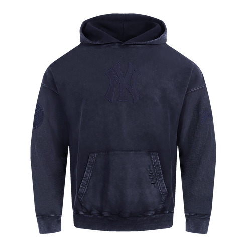 MLB NEW YORK YANKEES WASHED CLASSIC MEN'S ENZYME WASH DROP SHOULDER PO HOODIE (WASHED MIDNIGHT NAVY)