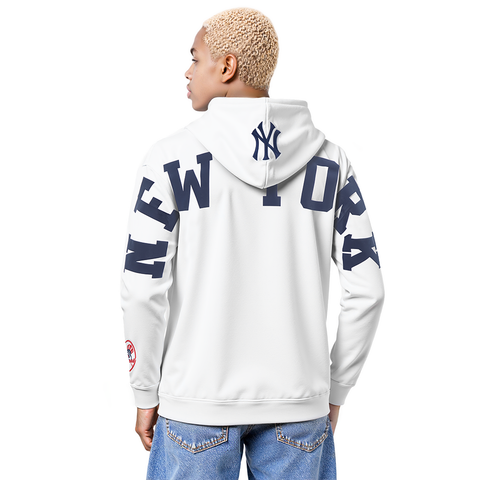 MLB NEW YORK YANKEES WINGSPAN MEN'S DROP SHOULDER FLC PO HOODIE (WHITE)