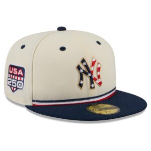 Men’s New York Yankees New Era USA 250 Fourth of July Cream/Navy Low Profile 59FIFTY Fitted Hat