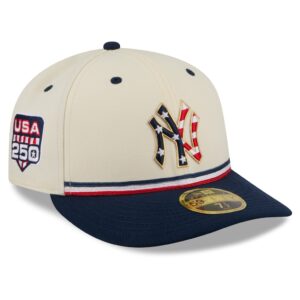 Men’s New York Yankees New Era USA 250 Cream and Navy Fourth of July Low Profile 59FIFTY Fitted Cap